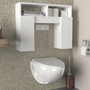 Hanah Home Geronimo Armario de Baño Blanco Estilo Escandinavo Duradero con Amplio Almacenamiento para Artículos de Tocador y Toallas - 76.2x19.5x60.8cm